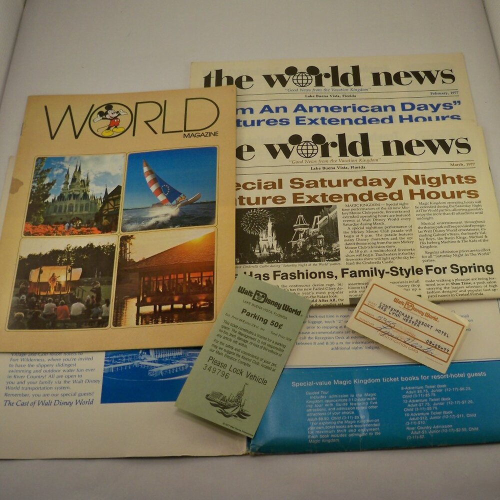Disney World Magazine, Newspapers, Other Vintage 1977 *Ephemera